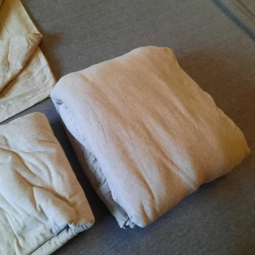 SOHO Loft Cotton -Jersey Knit KING Sheet Set (4 pc), Like New! - Oatmeal Heather